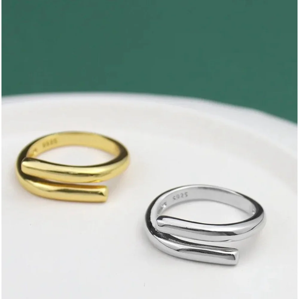Unisex Solid Wrap 925 Sterling Silver Band Ring, Adjustable‎